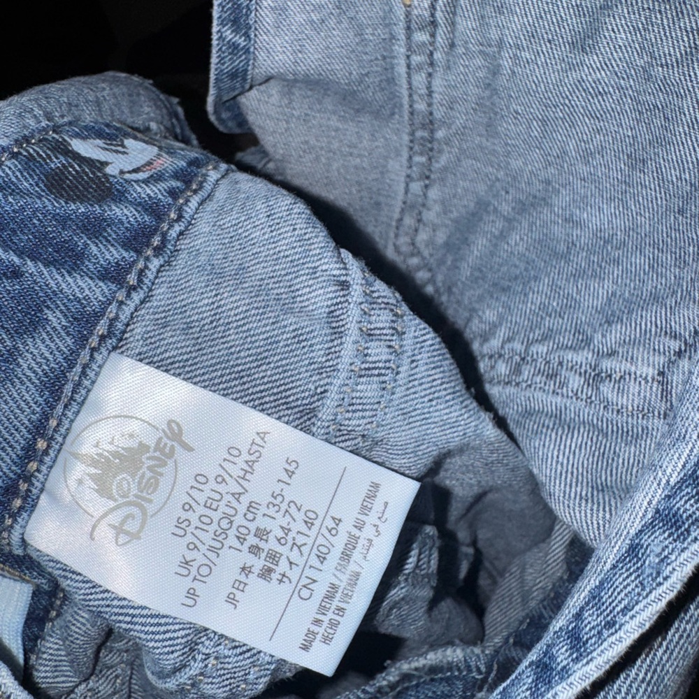 Disney Light Blue Denim Overall Dress with Mickey Print - Picture 3 of 5